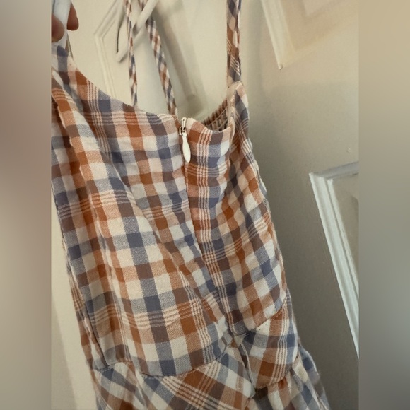 Madewell Checkered Midi Dress in Cream and Tan - Picture 4 of 7